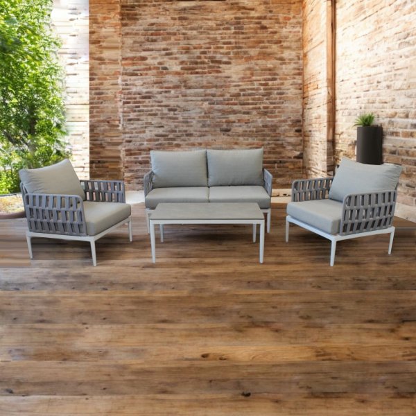 Alternative view of Salotto da giardino 4 posti in Alluminio con cuscini - TEO