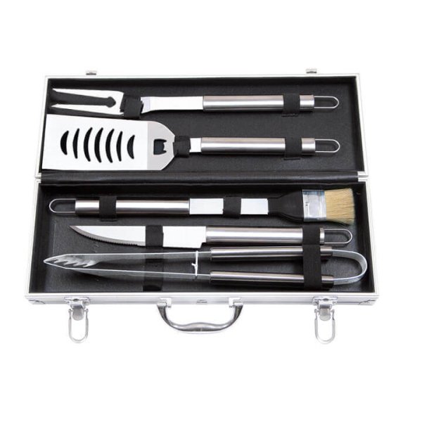 Valigetta Attrezzi per Barbecue con 5 accessori in Alluminio cm 48 5x20x7 8 - ROY