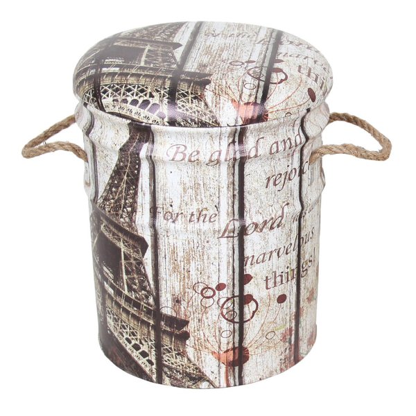 Alternative view of Set di 2 pouf contenitore Rotondo poggiapiedi in MDF PVC cm 30x30x38 - LENNY