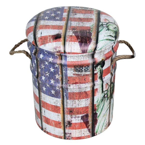Alternative view of Set di 2 pouf contenitore Rotondo poggiapiedi in MDF PVC cm 30x30x38 - LENNY