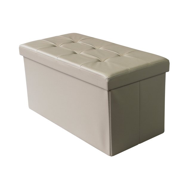 Pouf contenitore in similpelle - HARRIS - Tortora
