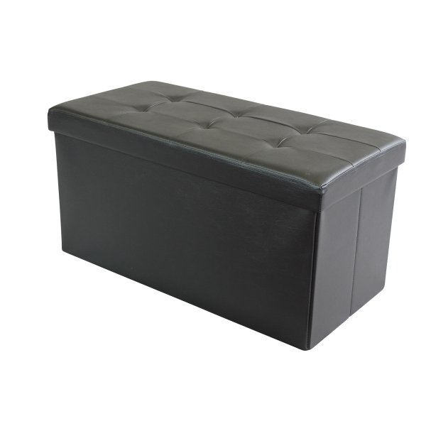 Pouf contenitore in similpelle - HARRIS - Nero