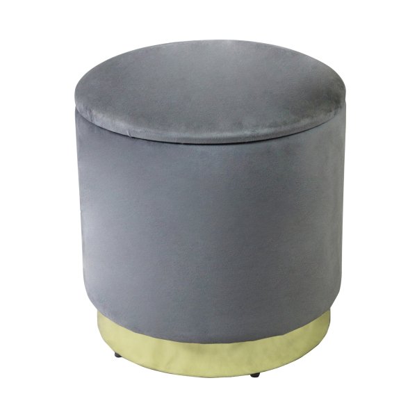 Pouf contenitore rotondo in velluto - OCTAVIA - Grigio