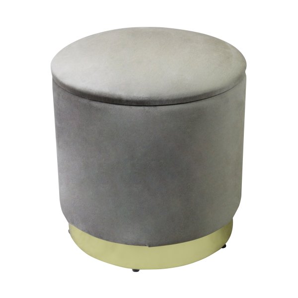 Pouf contenitore rotondo in velluto - OCTAVIA - Tortora