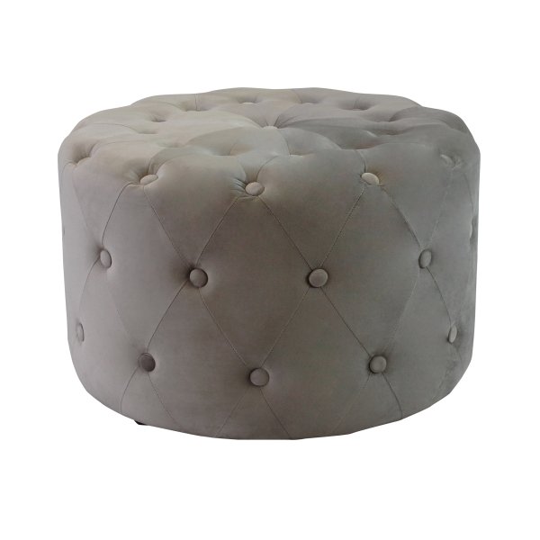 Pouf rotondo in velluto - PASCAL - Tortora