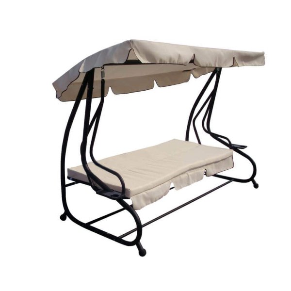 Dondolo Letto da Giardino con cuscini in Acciaio Tessuto cm 230x126x170 - WAYLON