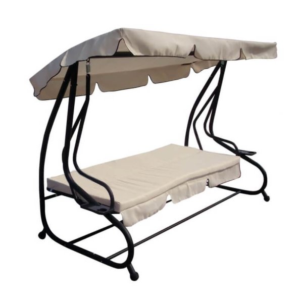 Dondolo Letto da Giardino con cuscini in Acciaio Tessuto cm 202x114x169 - DALEY
