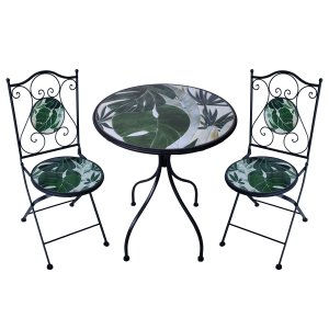 Set tavolo e sedie da giardino in acciaio e mosaico - HELENE