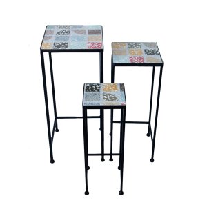 Set portavasi da esterno in acciaio e mosaico - JOELLE