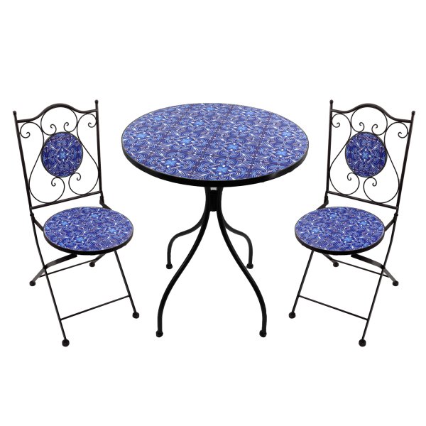 Set tavolo e sedie da giardino in acciaio e mosaico - HELENE