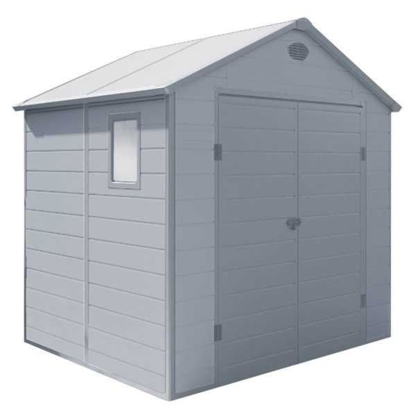 Casetta Porta Attrezzi da Giardino in Plastica cm 190x192x226 - FOX - Grigio chiaro