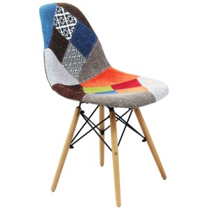 Sedia Svandinava Patchwork in Legno Acciaio Tessuto cm 46 5x53x83 - JOBY