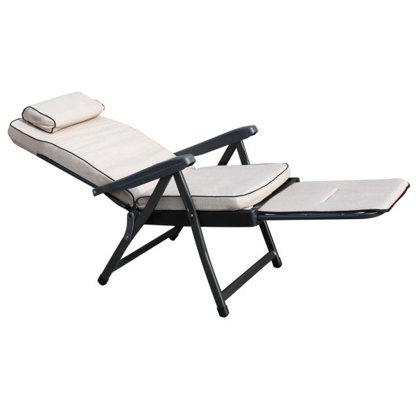 Poltrona Sdraio relax reclinabile in Tessuto Acciaio cm 155x60x60 - MORTY