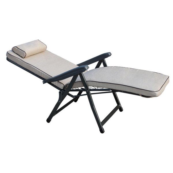 Poltrona Sdraio relax reclinabile in Tessuto Acciaio cm 155x60x60 - MORTY