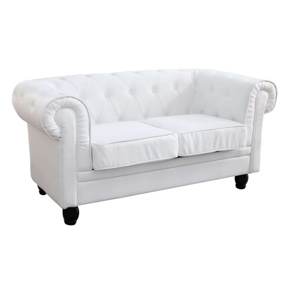 Divano vintage in ecopelle 2 posti in Ecopelle cm 152x74x82 - CHESTERFIELD - Bianco