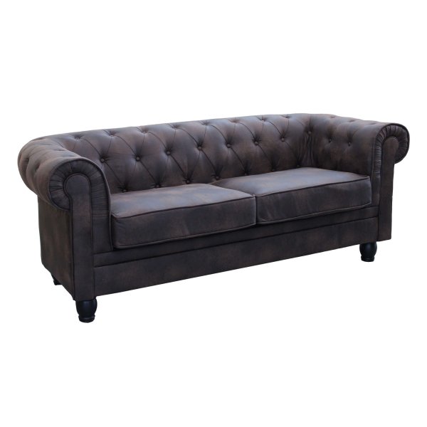 Divano vintage in ecopelle 3 posti in Ecopelle cm 197x74x82 - CHESTERFIELD