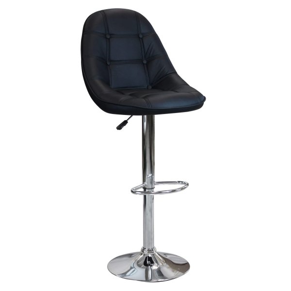 Sgabello Moderno per Sala da Pranzo in Ecopelle Metallo cm 59x55x116 - SHAW - Nero