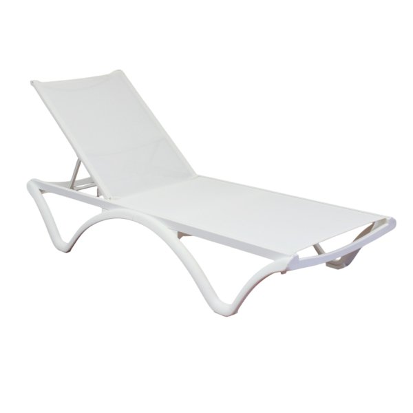 Lettino da esterno in resina e textilene - XANTHE - Bianco