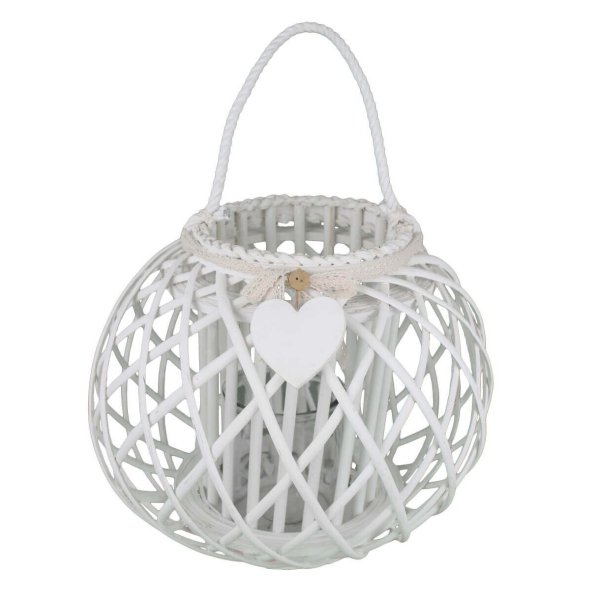 Lanterna in Vimini Rotonda in Vimini Vetro cm 49x49x40 - MAYA