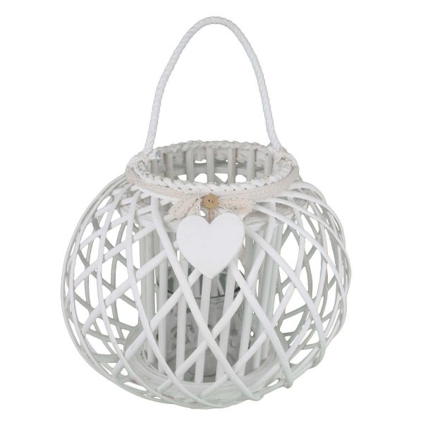Lanterna in Vimini Rotonda in Vimini Vetro cm 40x40x32 - MAYA
