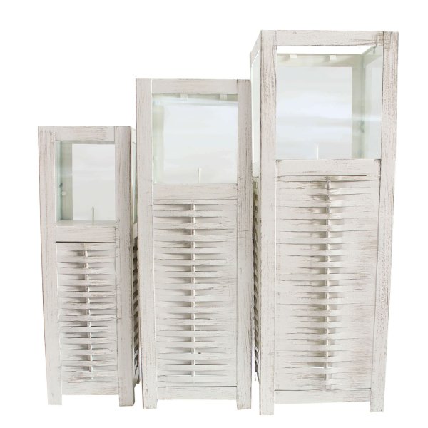 Set di 3 lanterne in Acciaio Vetro cm 18x18x51 - OBERON