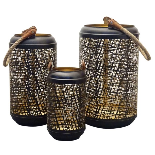 Set di 3 lanterne in Acciaio cm 42x42x25 - RAY