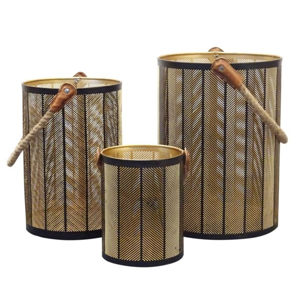 Set di 3 lanterne in Acciaio cm 35x35x25 - LAYTON