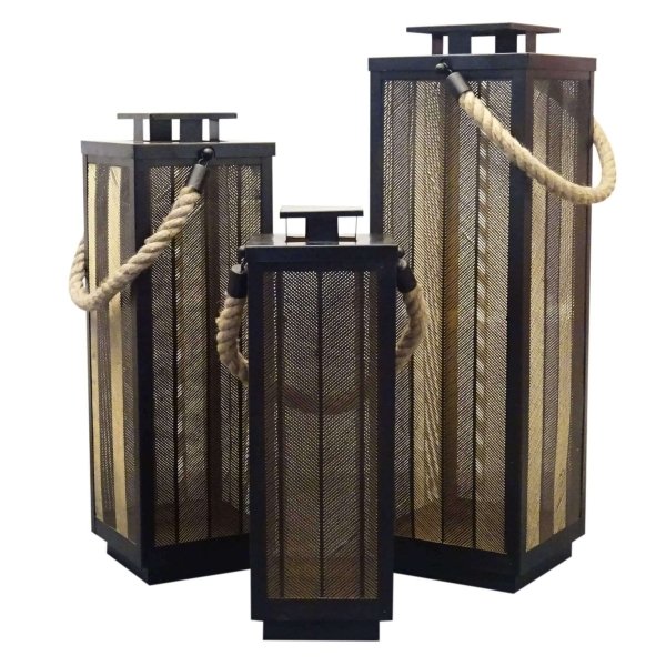 Set di 3 lanterne in Acciaio cm 20x20x69 - JOE