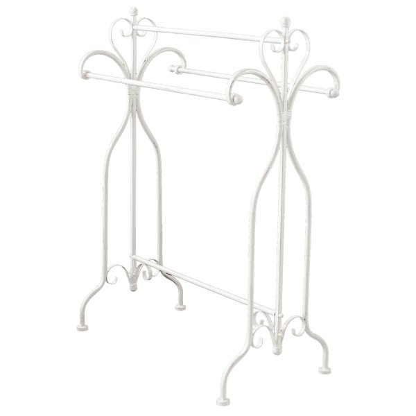 Porta asciugamani stile provenzale verniciato in Acciaio cm 68x37x90 - SEBASTIAN
