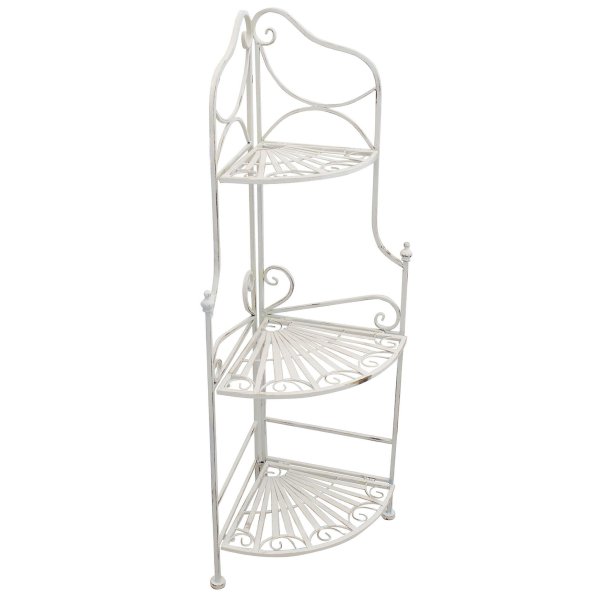 Scaffale 3 piani angolare stile provenzale verniciato in Acciaio cm 49x35x115 - BOB