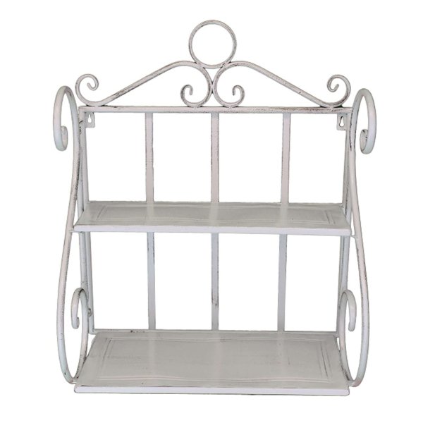 Mensola 2 piani stile provenzale verniciato in Acciaio cm 42x22x65 - DENZEL