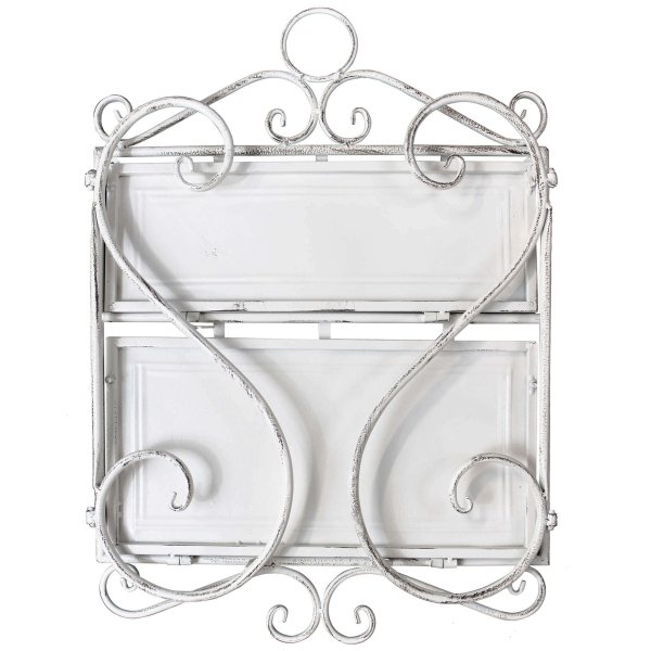 Alternative view of Mensola 2 piani stile provenzale verniciato in Acciaio cm 42x22x65 - DENZEL