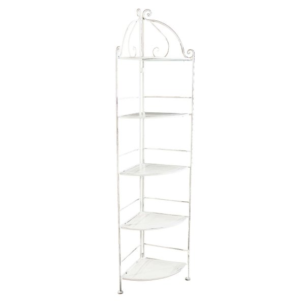 Scaffale 5 piani angolare stile provenzale verniciato in Acciaio cm 50x35x175 - ED