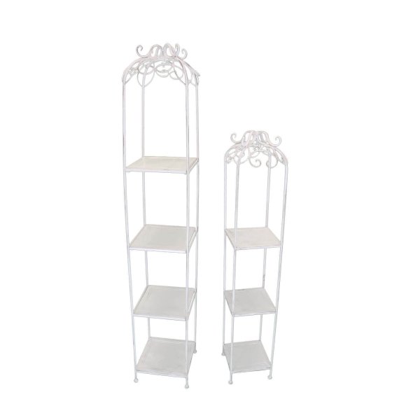 Alternative view of Set di 2 scaffali stile provenzale verniciato in Alluminio cm 27x27x162 - DENHOLM