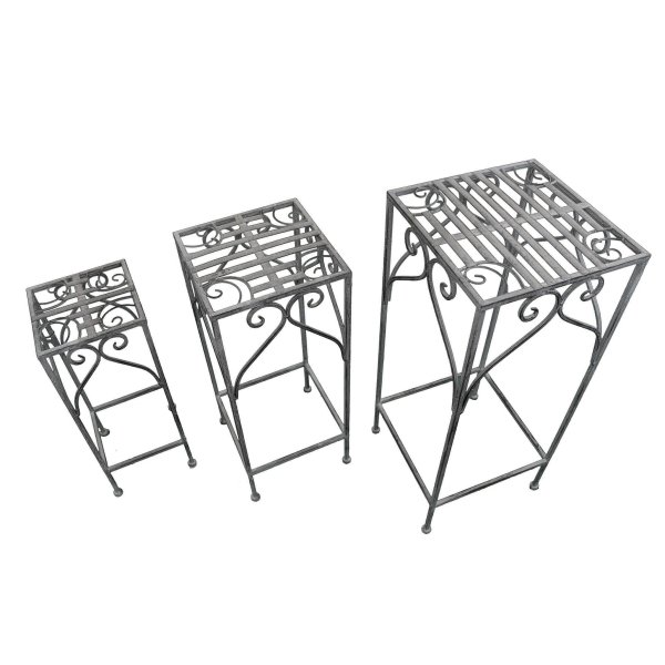 Alternative view of Set di 3 fioriere bianco ossidato in Acciaio cm 30x30x72 - NARDI