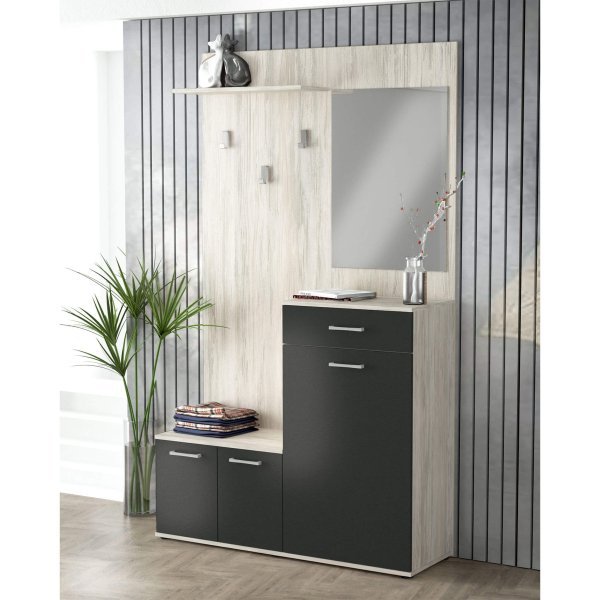 Alternative view of Mobile Ingresso con attaccapanni in Legno Composito cm 115x35x197 - NATHANIEL