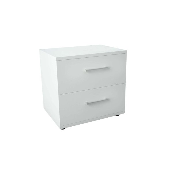 Comodino 2 cassetti Moderno in Truciolare cm 44,4x33x40 - SPIKE - Bianco