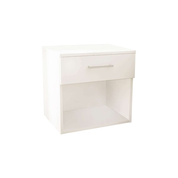Comodino un cassetto e un vano in Truciolare cm 44,4x33x43,5 - JAY - Bianco