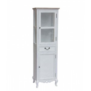 Vetrina un cassetto 2 ante shabby chic in Legno Vetro cm 50x37x170 - ESMOND