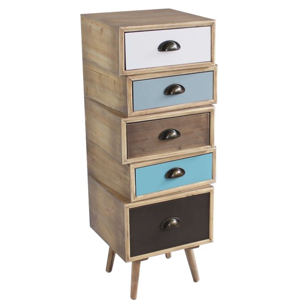 Cassettiera per soggiorno Industrial in Legno cm 40x36 5x81 - DENNY