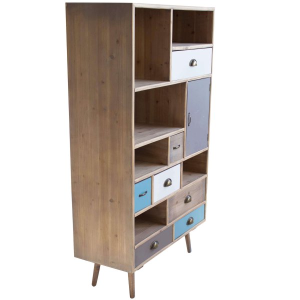 Alternative view of Mobiletto 6 ripiani 1 anta 7 cassetti in Legno cm 80x36 5x121 - MANNY