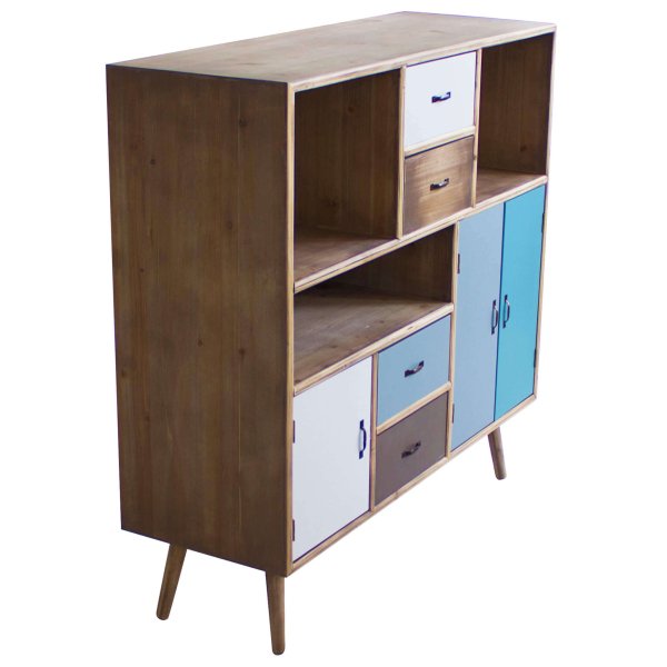 Alternative view of Mobiletto 3 ripiani 3 ante 4 cassetti in Legno cm 100x36 5x81 - BEAUMONT