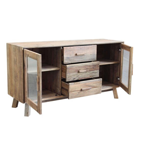 Alternative view of Credenza con 3 cassetti in Pino riciclato cm 160x48x85 - PINE