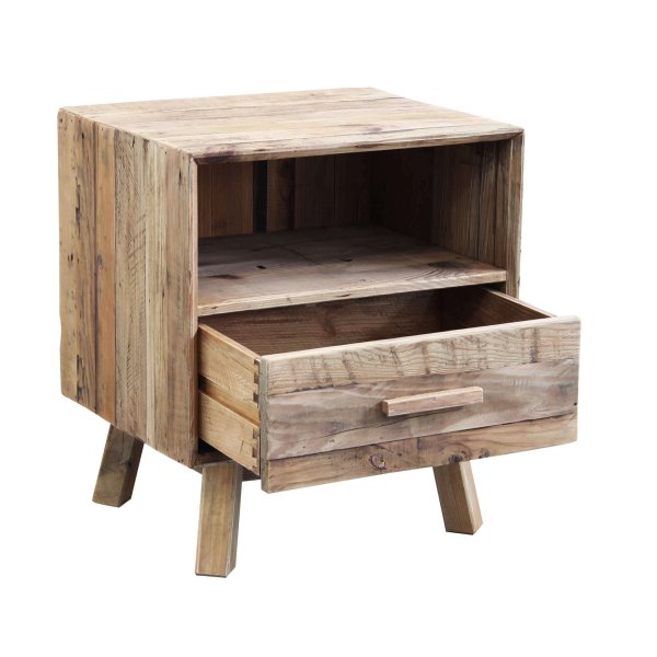 Alternative view of Comodino Industrial in Pino riciclato cm 55x45x62 - PINE