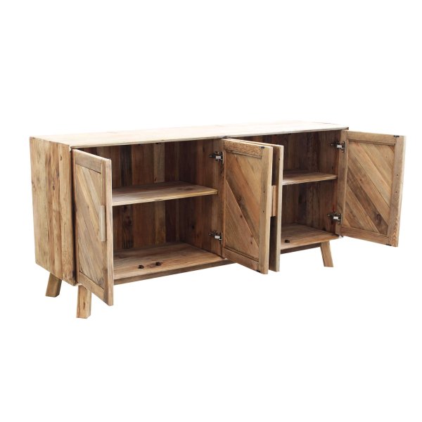 Alternative view of Credenza con 4 ante in Pino riciclato cm 180x48x85 - PINE