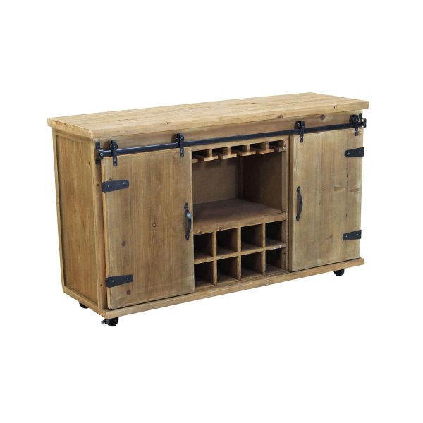 Madia con portabottiglie in Legno Acciaio cm 123x41x75 - DORIAN