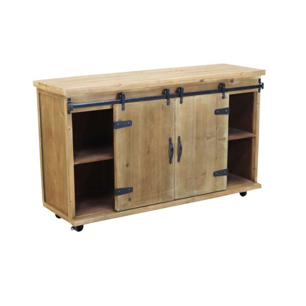 Alternative view of Madia con portabottiglie in Legno Acciaio cm 123x41x75 - DORIAN