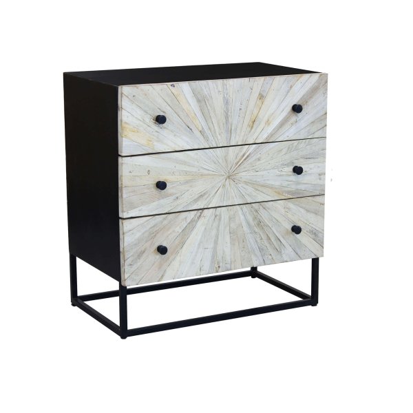 Cassettiera 3 cassetti in Legno Metallo cm 75x45x81 - RAPHAEL