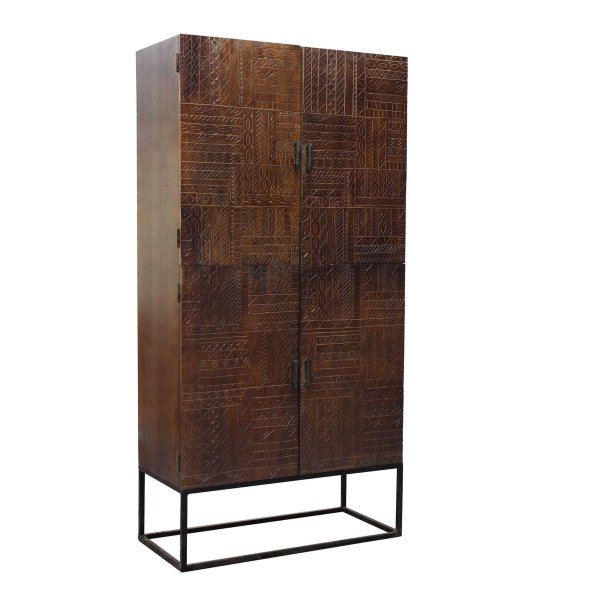 Credenza con decoro 4 ante in Legno Metallo cm 96x46x182 - BONIFACE