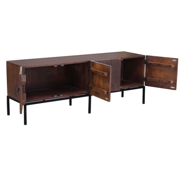 Alternative view of Porta tv con decoro 4 ante in Legno Metallo cm 150x40x55 - LUDO